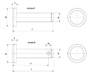 DIN 1444, PN 83002, ISO 2341 Sworznie Z łbem Bez Otworu, Z Otworem ...