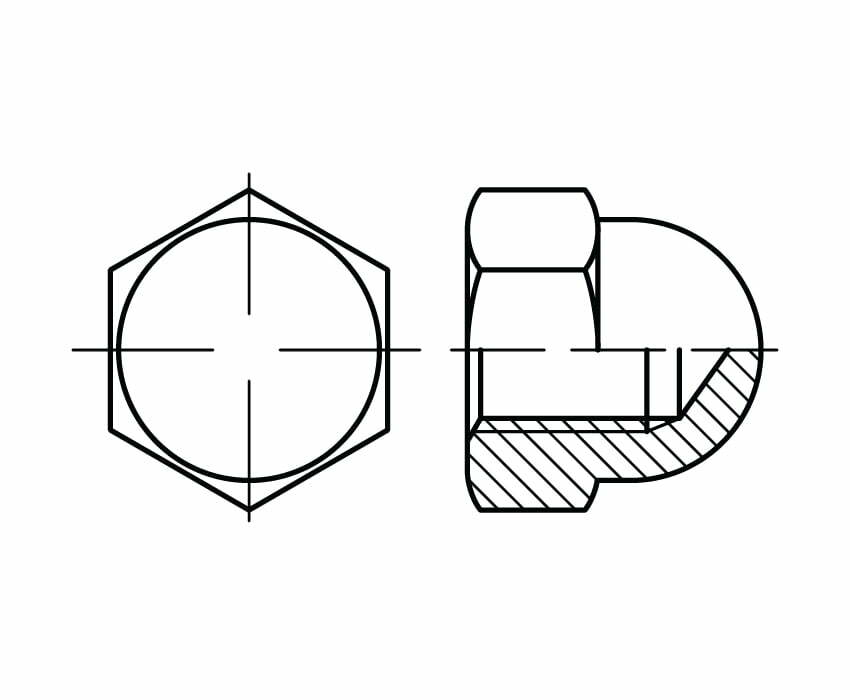 Чертеж гайки колпачковой